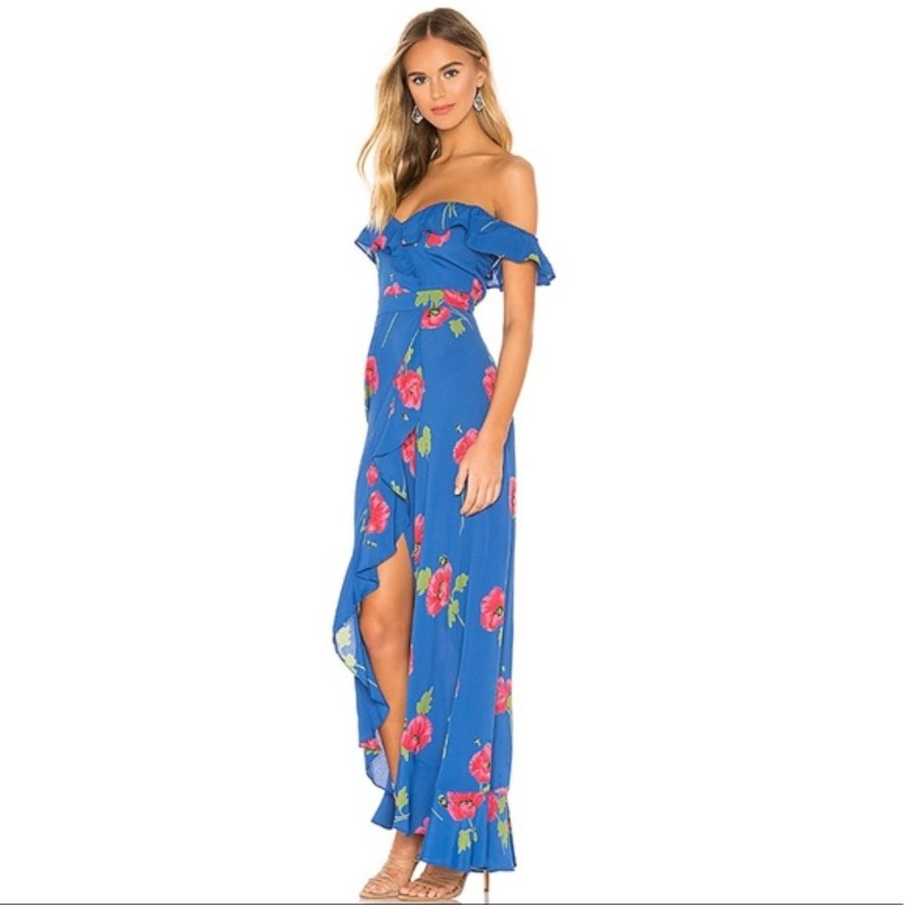 FLYNN SKYE Monica Floral Maxi dress in Deep Sea
